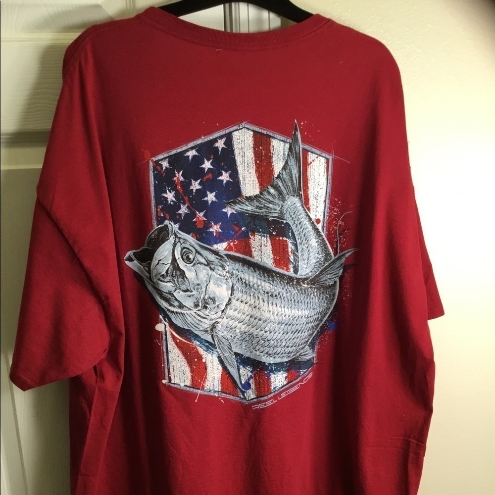REEL LEGENDS RED FISHING T SHIRT - Picture 7 of 9